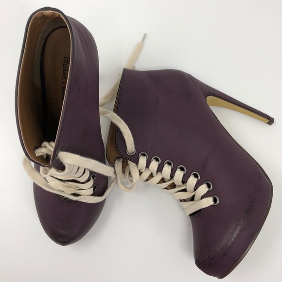 . Shoes - PURPLE LACE UP PLATFORM BOOTIES